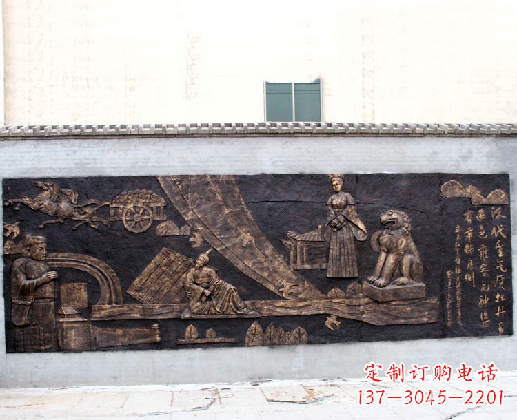 黑龙江“汉代重气质，牡丹留正色”中国传统文化浮雕壁画，玻璃钢仿铜园林墙壁装饰壁画