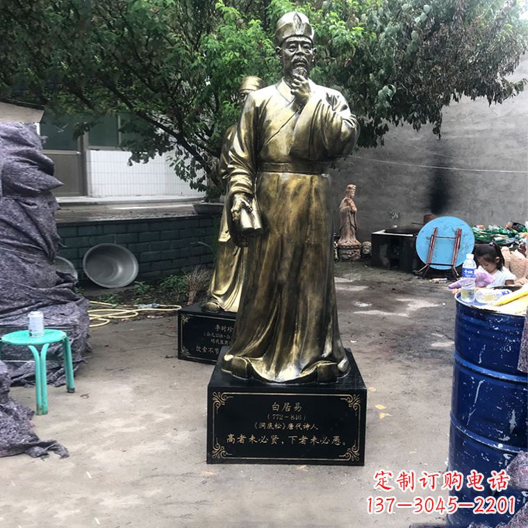 黑龙江白居易仿铜雕像经典中国古代诗人的艺术再现