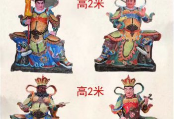 黑龙江玻璃钢彩绘四大天王雕塑宏伟壮观的艺术珍品