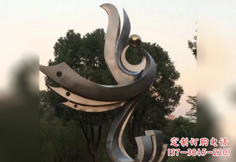 黑龙江不锈钢抽象凤凰雕塑2