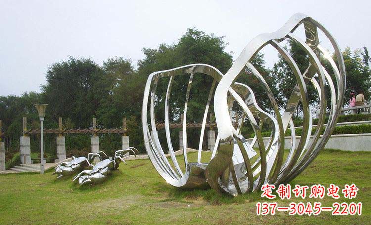 黑龙江不锈钢抽象螃蟹贝壳雕塑