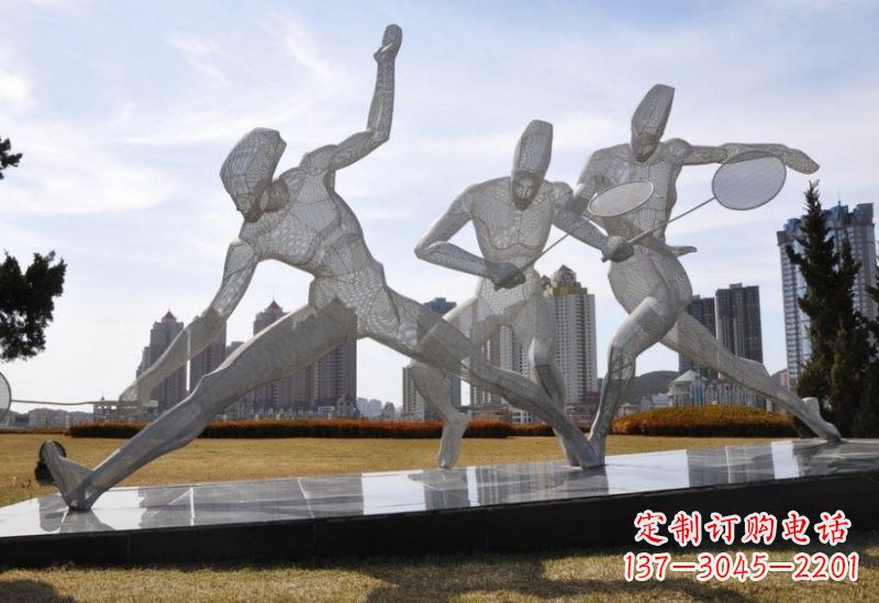 黑龙江不锈钢抽象羽毛球人物雕塑