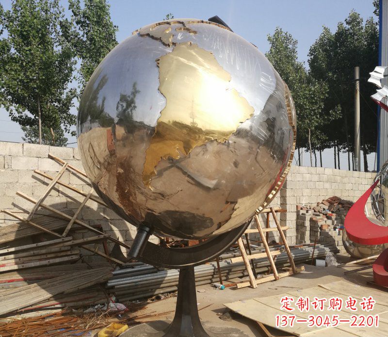 黑龙江不锈钢地球仪校园雕塑_2