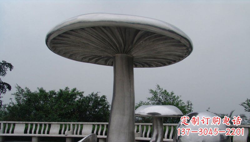 黑龙江不锈钢仿真蘑菇凉亭雕塑