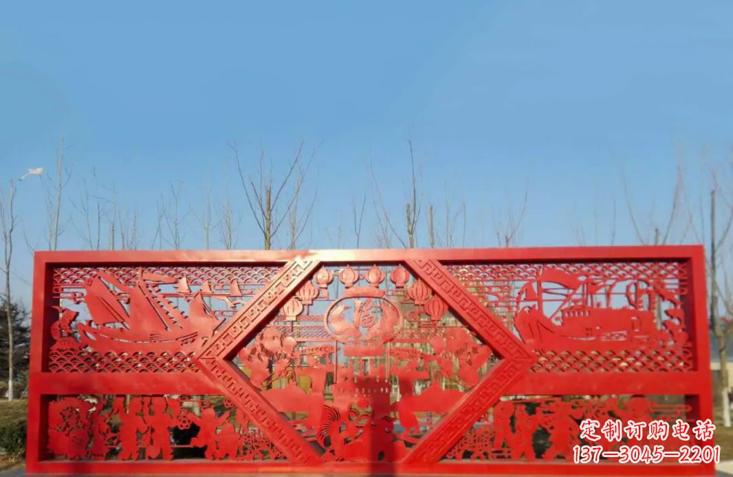 黑龙江不锈钢福字剪纸广场景观雕塑