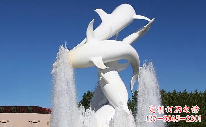 黑龙江不锈钢海豚喷泉雕塑传递海豚的美丽