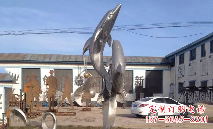 黑龙江不锈钢海豚嬉戏雕塑精美的艺术视觉