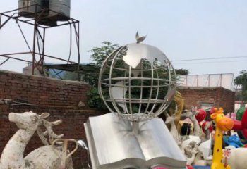 黑龙江不锈钢地球雕塑点亮校园景观