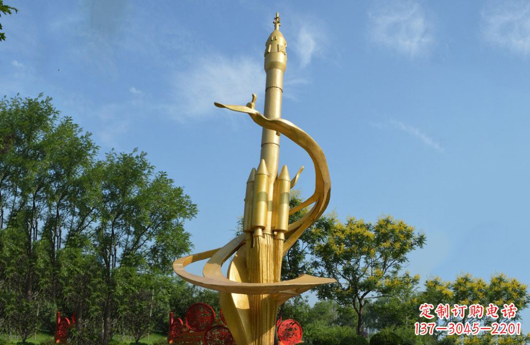 黑龙江火箭飞向蓝天不锈钢火箭广场景观雕塑