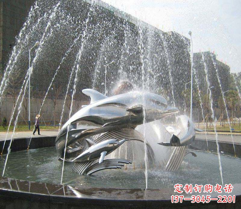 黑龙江不锈钢商场大型景观鱼喷泉展现雕塑之美