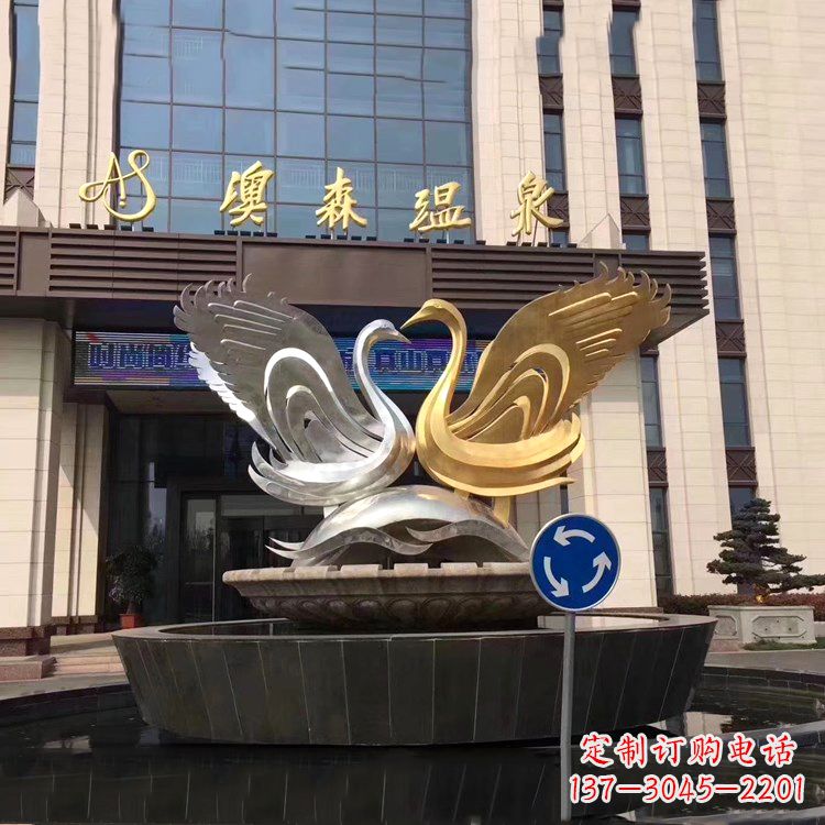 黑龙江高贵而优雅不锈钢天鹅雕塑