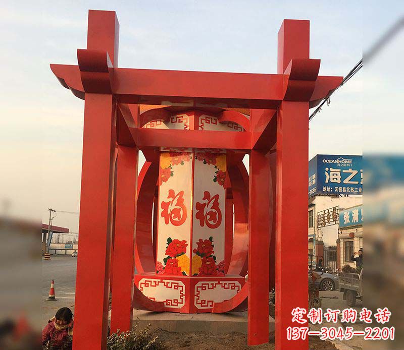 黑龙江不锈钢灯笼雕塑——点亮中国梦
