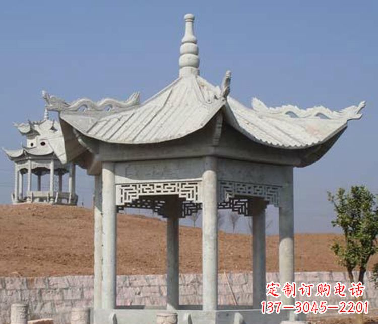 黑龙江精美大理石六角凉亭石雕