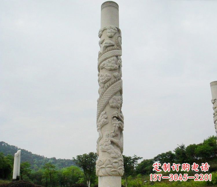 黑龙江大理石盘龙柱雕塑