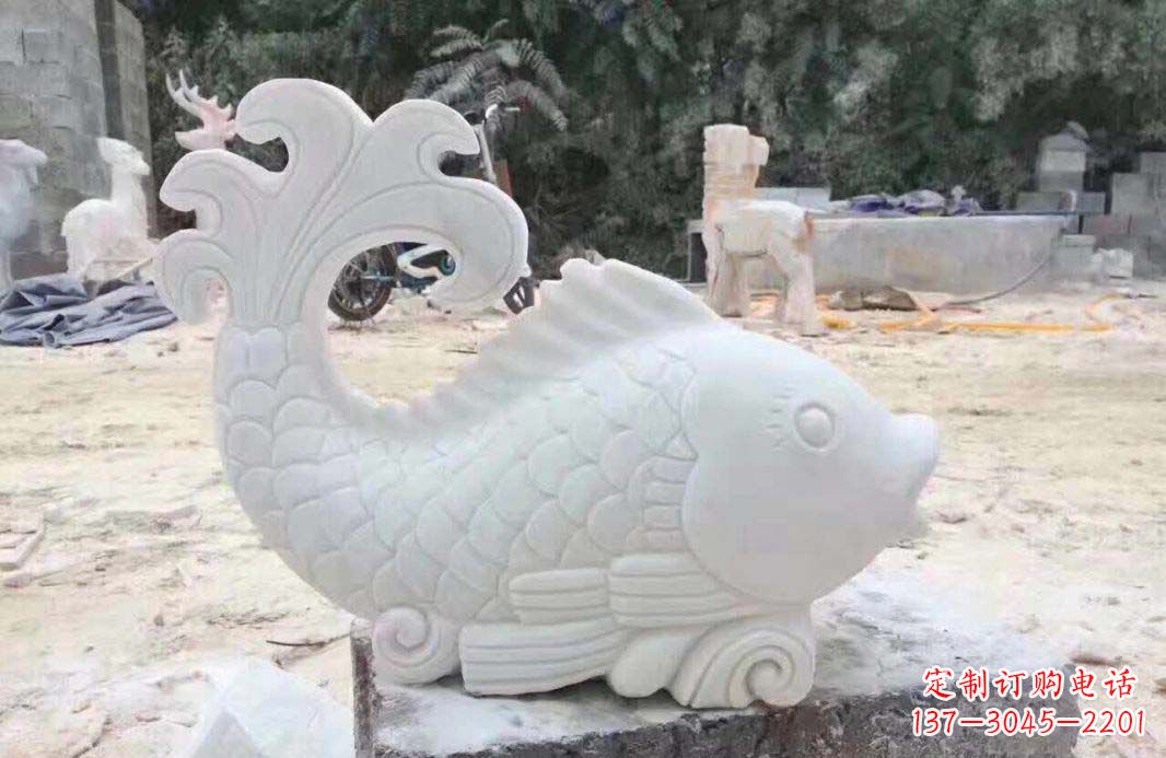 黑龙江大理石鱼喷泉雕塑装置