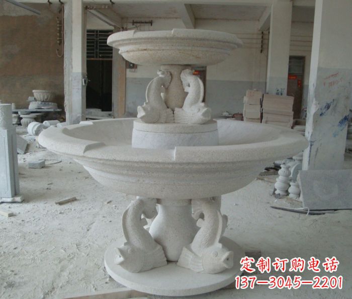 黑龙江高端大理石双层喷泉雕塑
