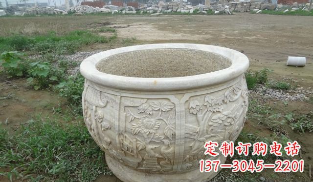 黑龙江大理石鸳鸯花盆雕塑