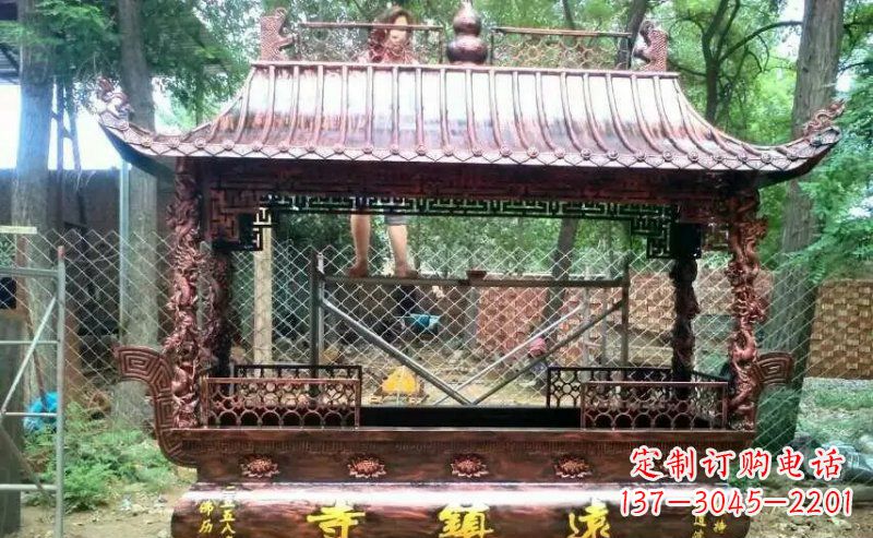 黑龙江方形寺庙香炉铜雕塑