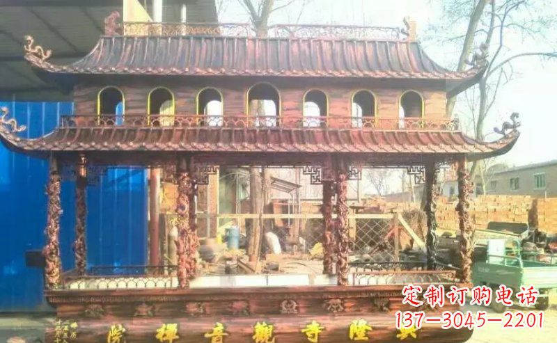 黑龙江方形寺庙古典香炉铜雕塑