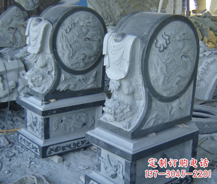 黑龙江仿古石门墩招财抱鼓石雕塑