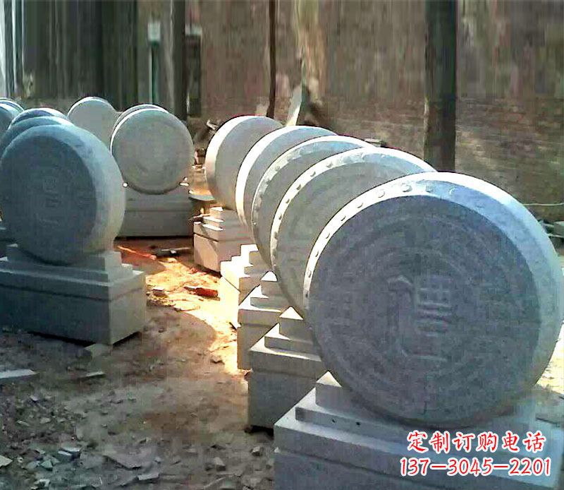 黑龙江仿古石门墩招财抱鼓石雕