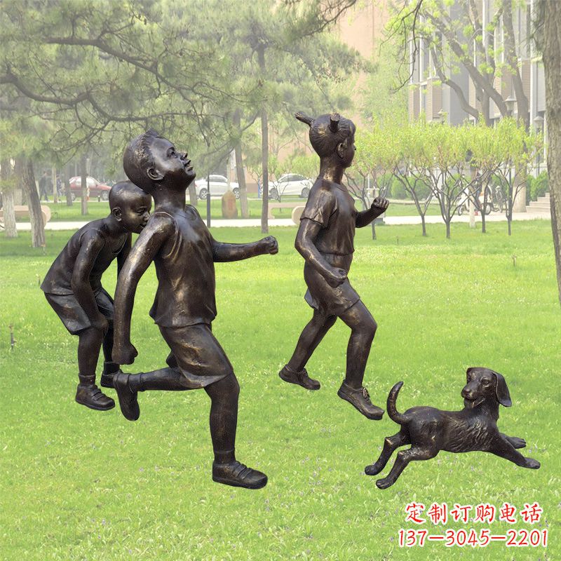 黑龙江仿铜跑步小孩雕塑