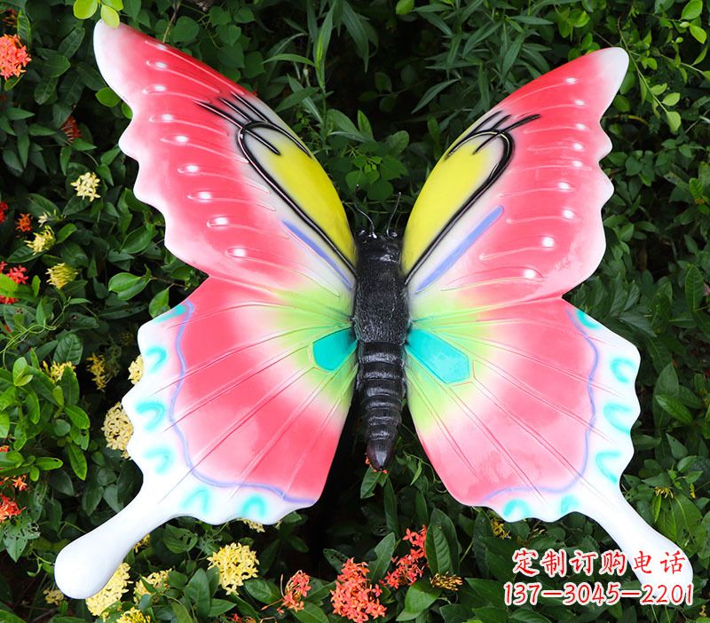 黑龙江仿真蝴蝶摆件花园园林彩绘动物树脂雕塑