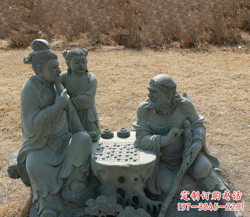 黑龙江八仙下棋铜雕塑