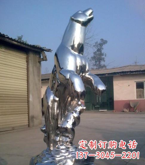 黑龙江公园不锈钢抽象北极熊动物雕塑
