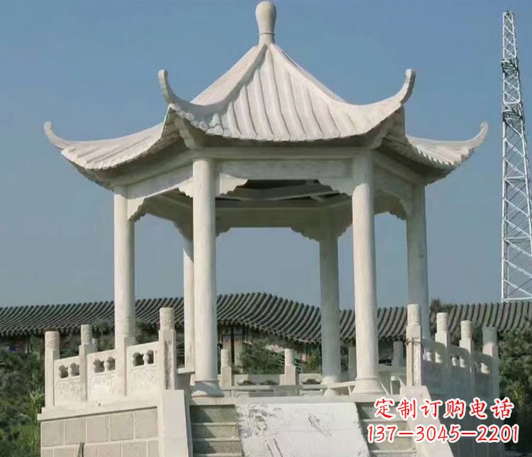 黑龙江极具视觉冲击力的大理石六角石凉亭雕塑