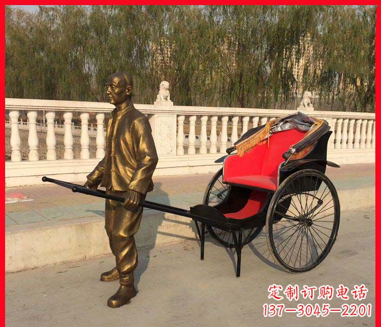 黑龙江黄包车铜雕精湛工艺,体现传统文化