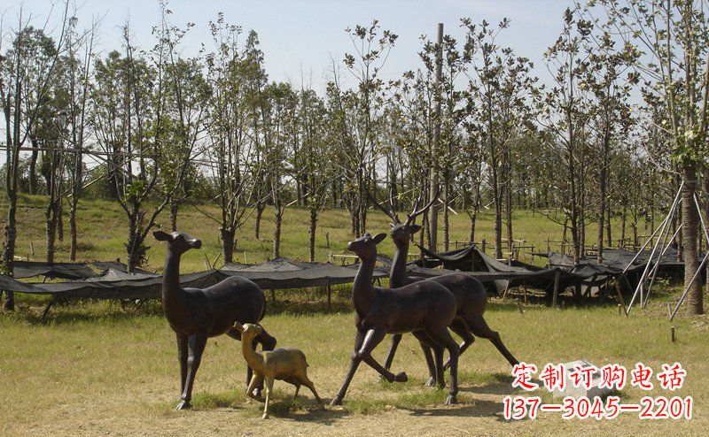 黑龙江公园梅花鹿动物铜雕 (4)