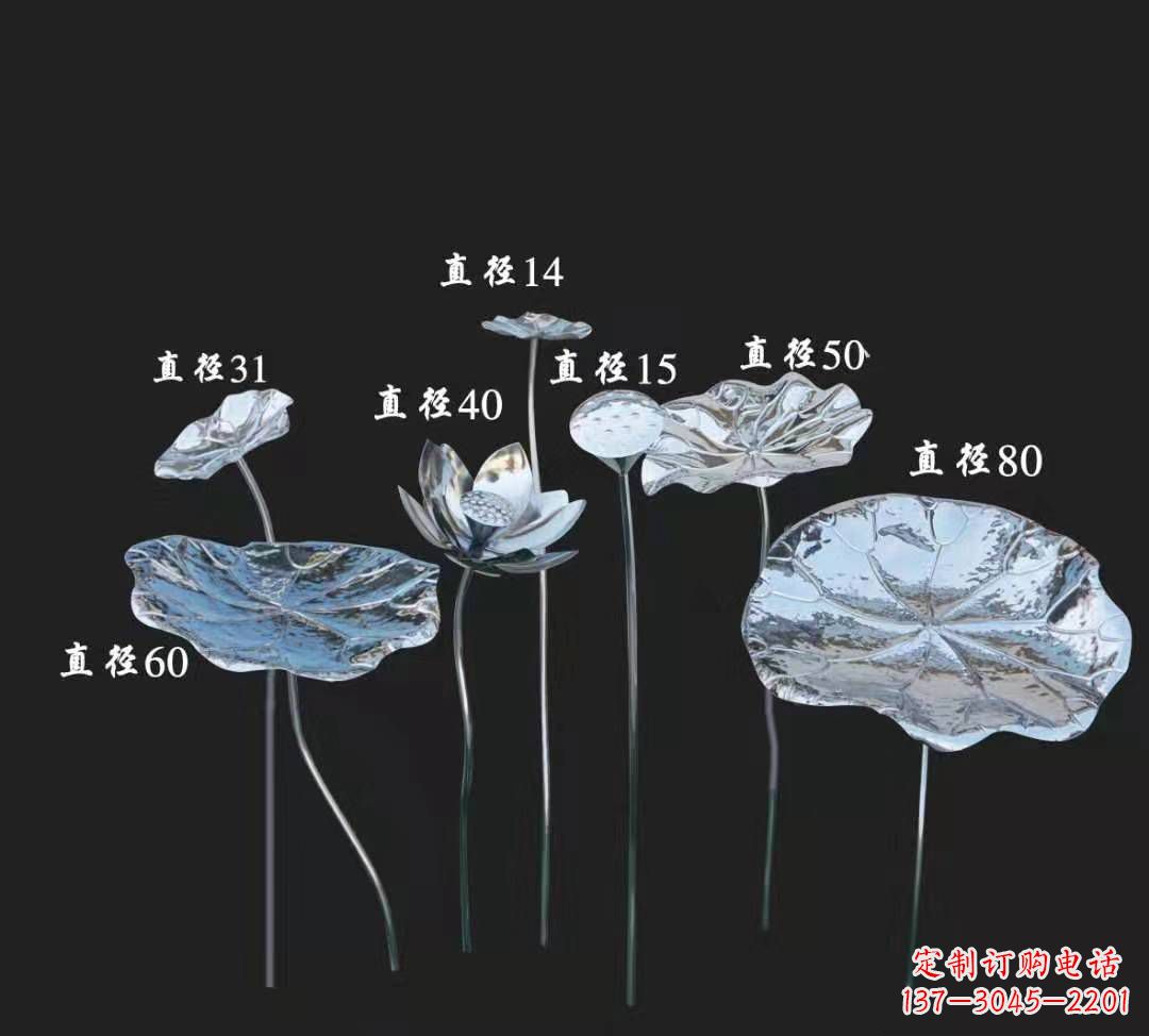 黑龙江公园小区不锈钢镜面荷花雕塑