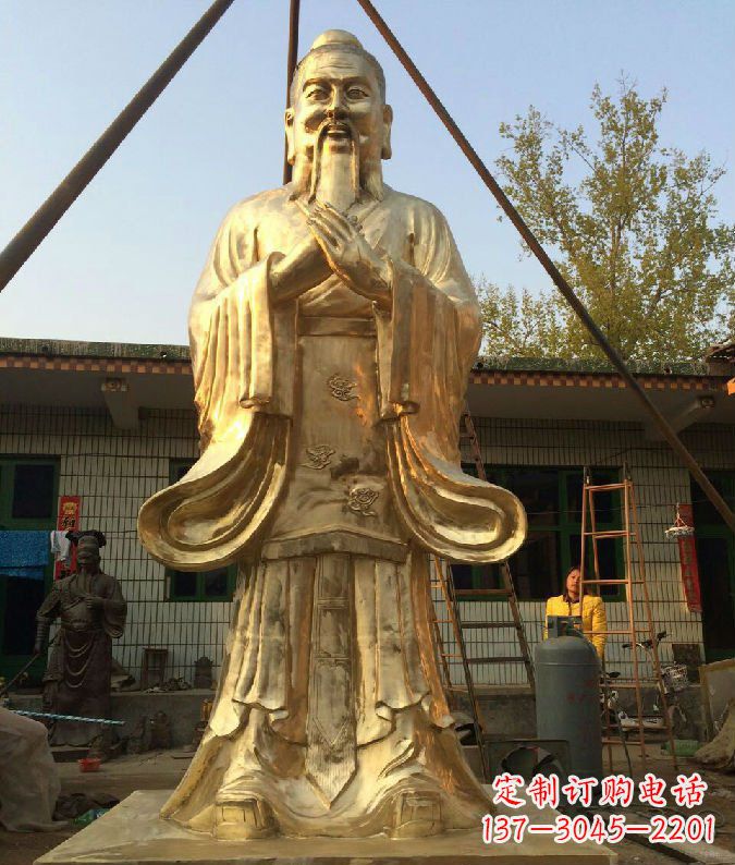 黑龙江古代思想家人物孔子铜雕