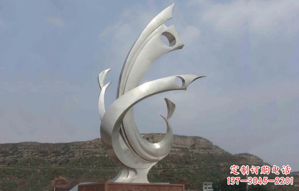 黑龙江广场不锈钢抽象凤凰雕塑 (5)