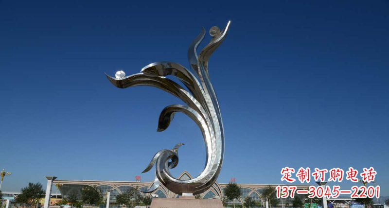 黑龙江广场不锈钢抽象凤凰雕塑 (8)