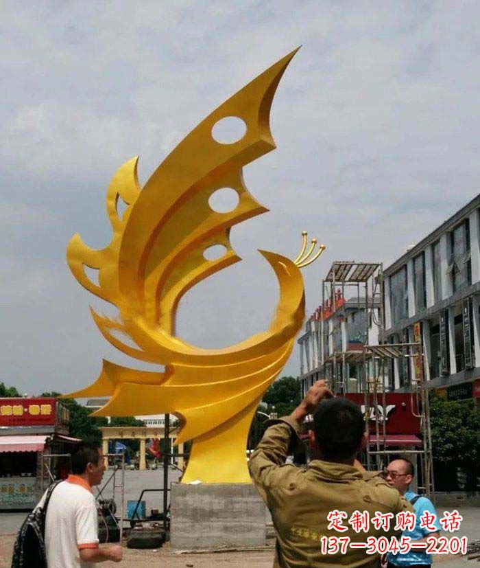 黑龙江广场不锈钢抽象凤凰雕塑1