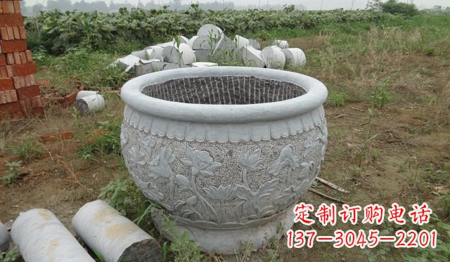 黑龙江荷花花盆公园景观石雕，千般美妙一览无余