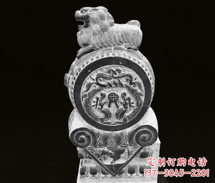 黑龙江中领雕塑狮子石抱鼓仿古石门墩