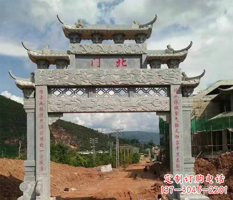 黑龙江石牌坊单门牌坊石雕