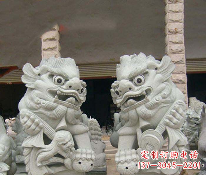 黑龙江寺庙景观南方狮子石雕 (2)