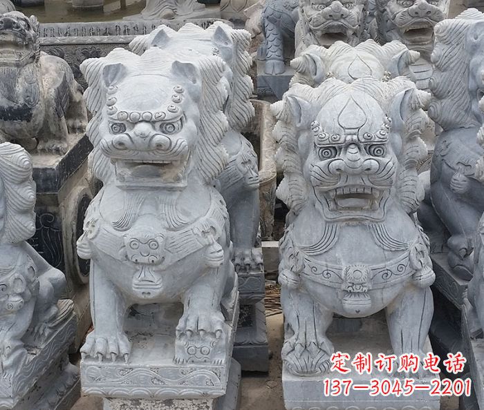 黑龙江寺庙青石狮子石雕