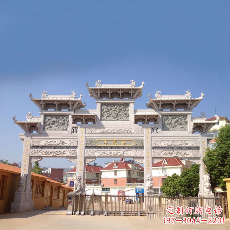 黑龙江寺院大门石雕牌楼