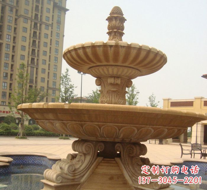 黑龙江晚霞红多层大型石雕喷泉 (5)