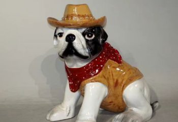黑龙江任性可爱的牛仔造型斗牛犬雕塑