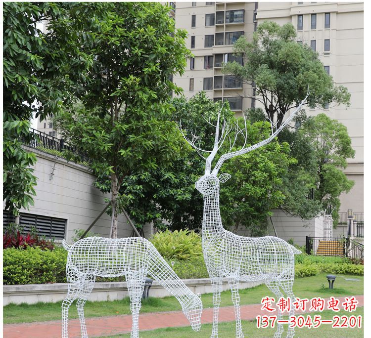 黑龙江小区不锈钢镂空梅花鹿鹿雕塑