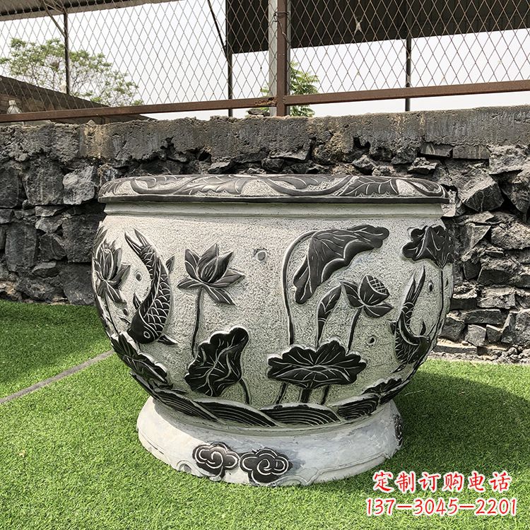 黑龙江鱼纹水缸石雕