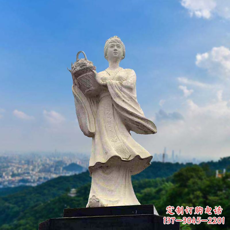 黑龙江虞姬景观石雕像-景区园林古代美女雕塑