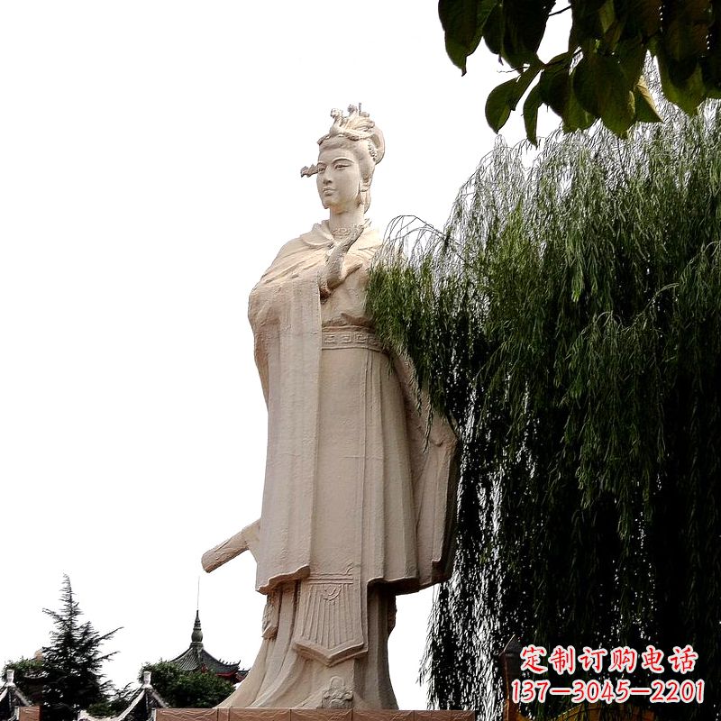 黑龙江虞姬砂岩石雕-景区园林古代人物著名美女雕像