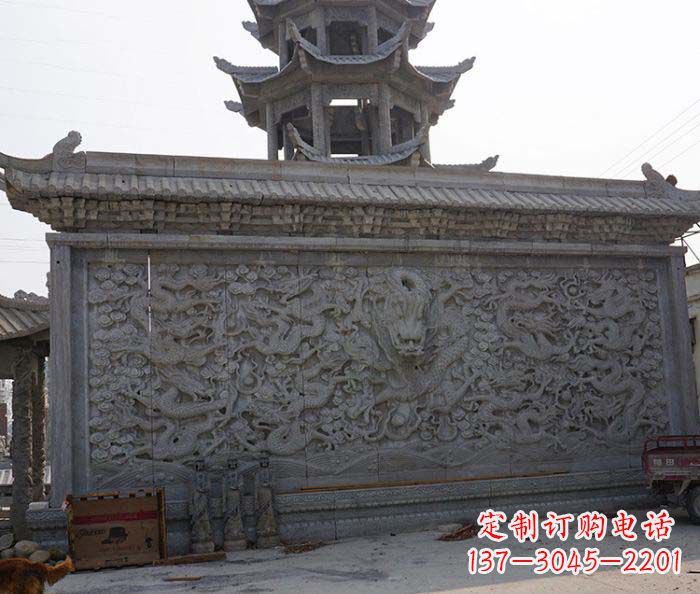 黑龙江园林九龙壁石雕影壁